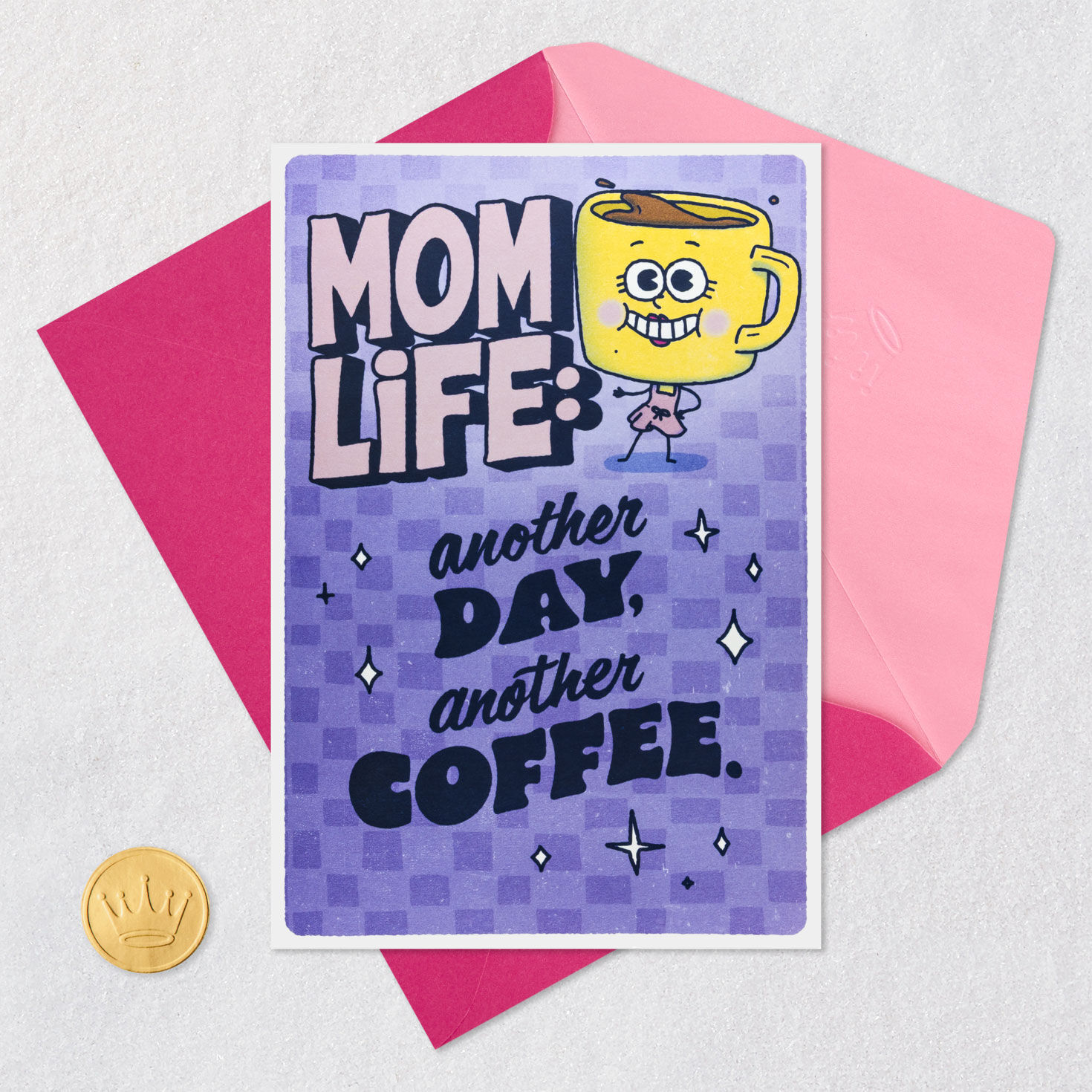 Coffee Mug Characters Mother's Day Card Card Front with Envelope and Gold Seal image number 5