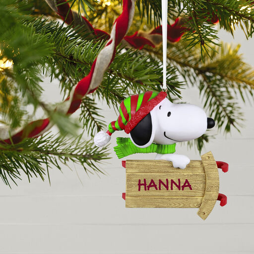 Peanuts® Sledding With Snoopy Personalized Ornament, 