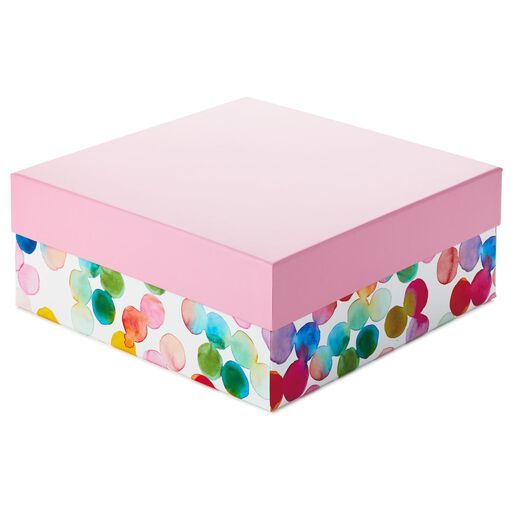 10" Square Watercolor Dots Gift Box, 