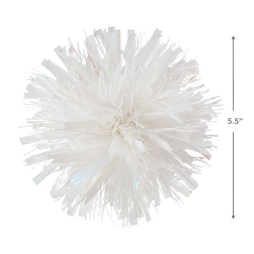 Iridescent and White Pom-Pom Gift Bow, 5.5", Iridescent & White