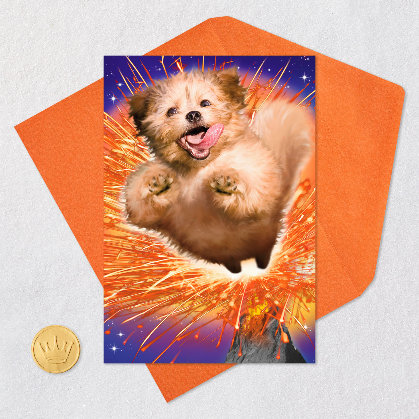Dog in Exploding Volcano Funny Card  image number 5