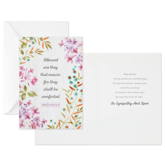 Rustic Floral Assorted Religious Sympathy Cards, Pack of 12, , large image number 3