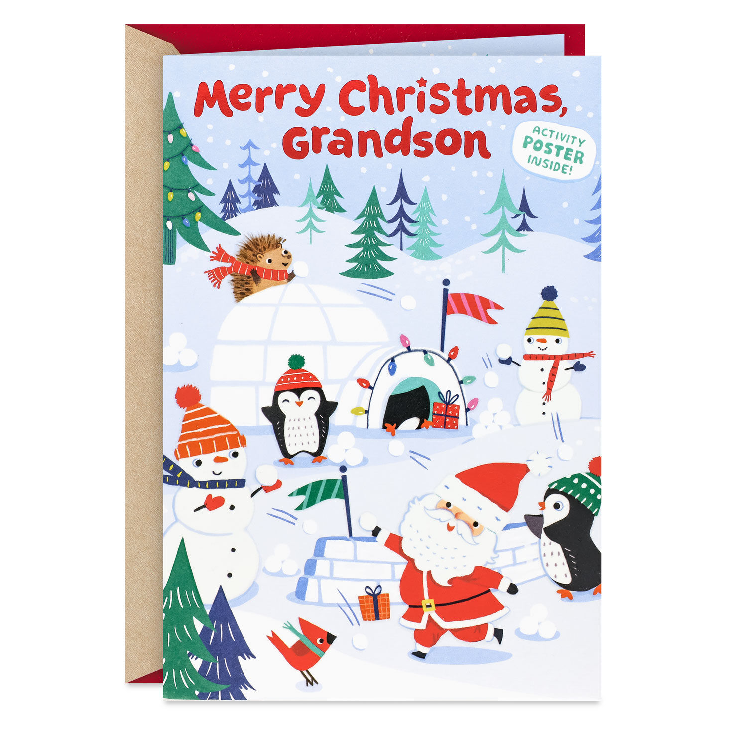 Wishing You Smiles Christmas Card for Grandson with Activity Poster