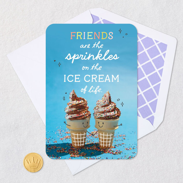 Ice-Cream Cones Sweet Friend Friendship Card Card Front with Envelope and Gold Seal image number 5