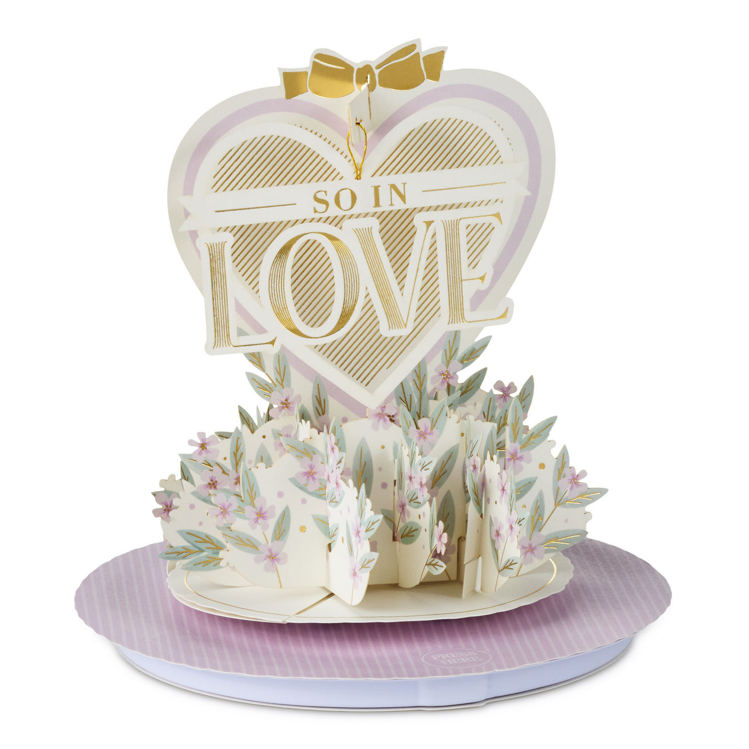 Gold Heart with Flowers Musical 3D Pop-Up Love Card with Motion