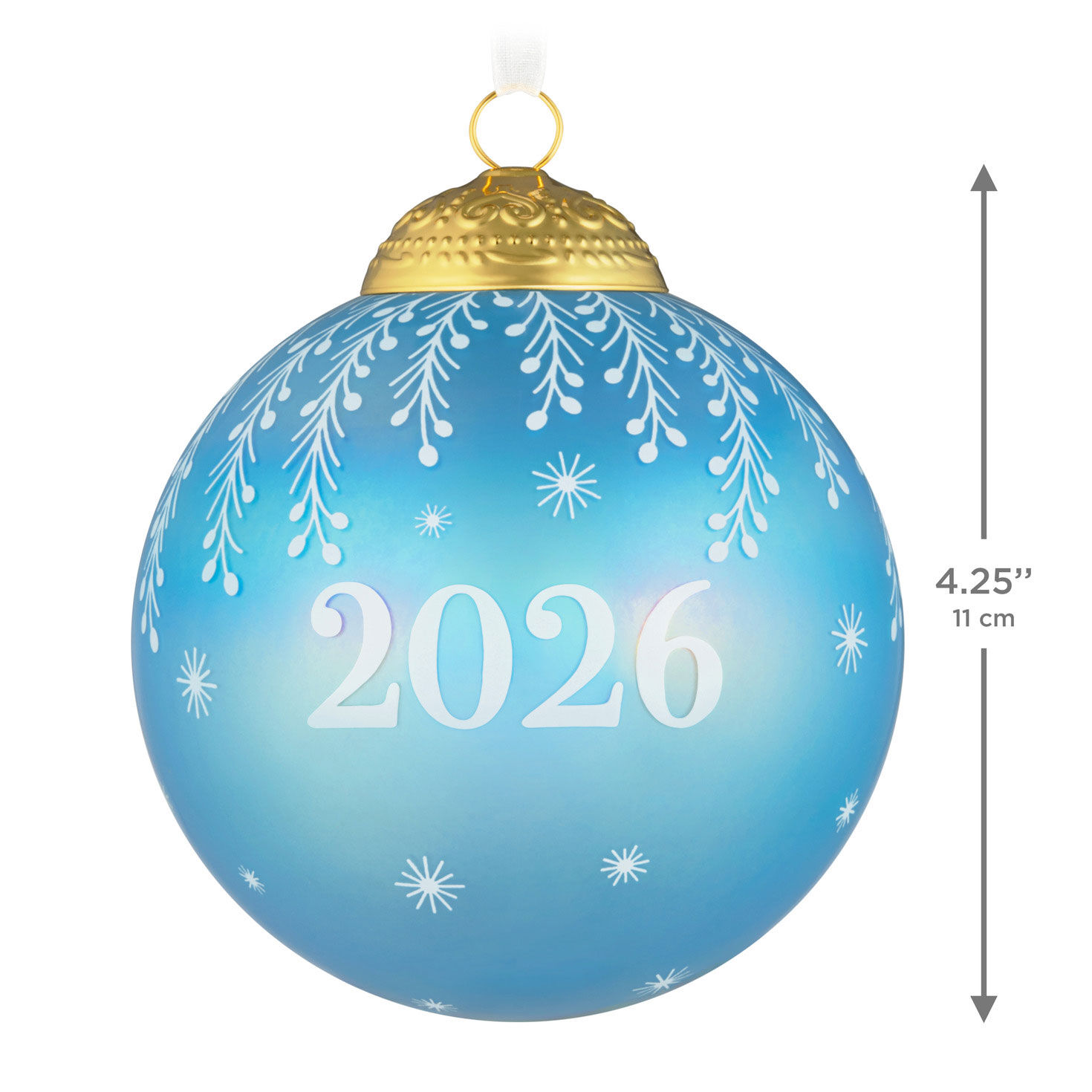 2026 Blue Glass Ball Keepsake Ornament measurement image number 3