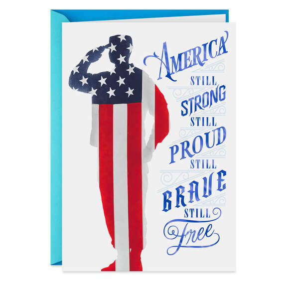 Strong, Proud, Brave, Free Veterans Day Card, , large image number 1