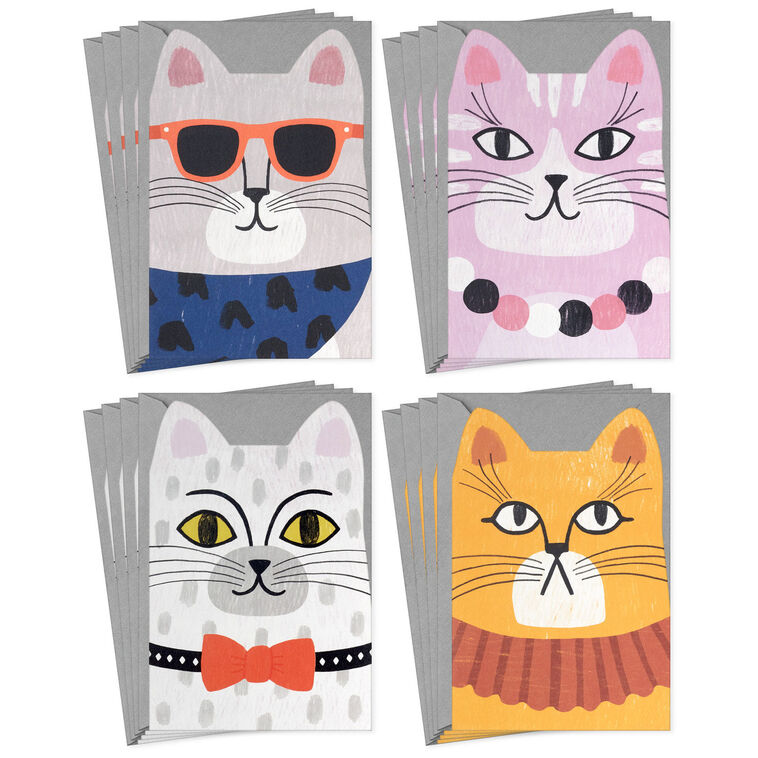 Cats With Attitude Assorted Blank Cards, Pack of 16
