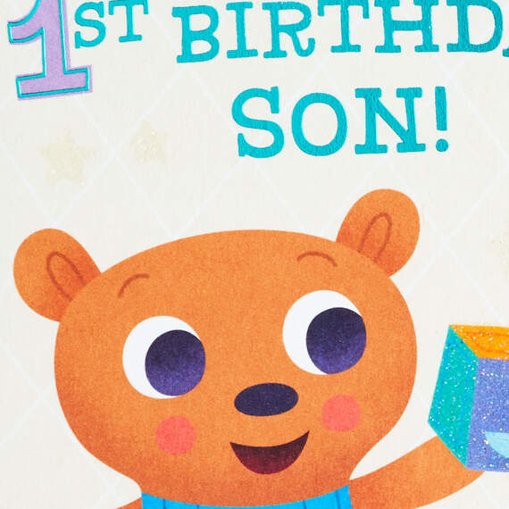Teddy Bear First Birthday Card for Son, , large image number 5