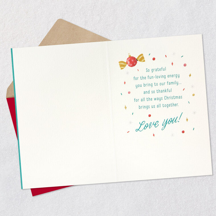 Holiday Ornaments Daughter Christmas Card Open card with envelope image number 3