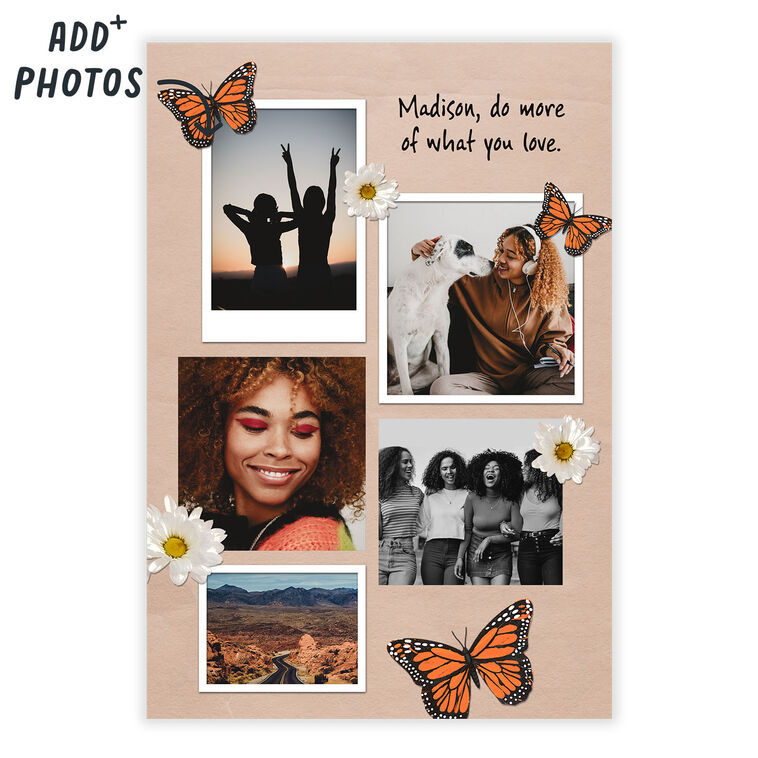 Personalized Photo Collage Butterfly & Daisy Photo Card  image number 2