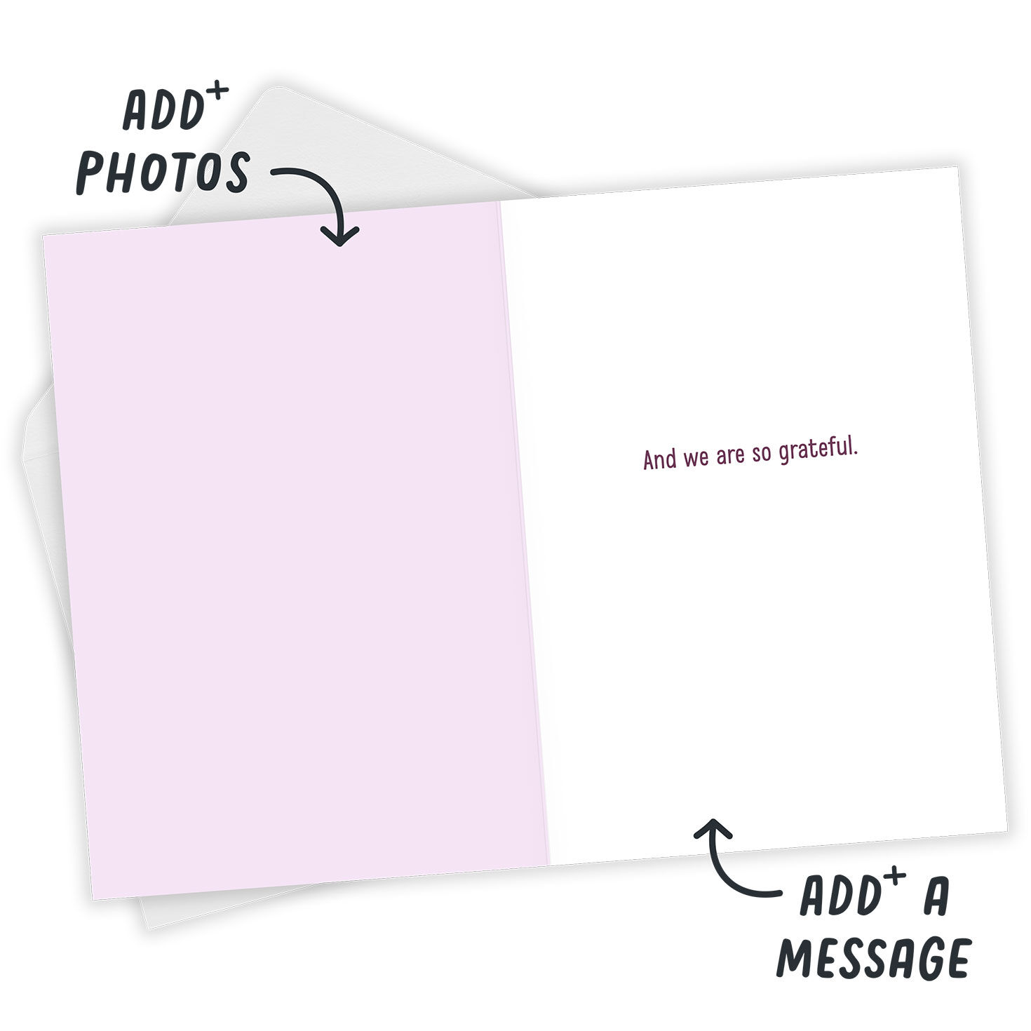 Photo Collage Personalized Mother's Day Card Open Card with Envelope indicating personalization image number 4