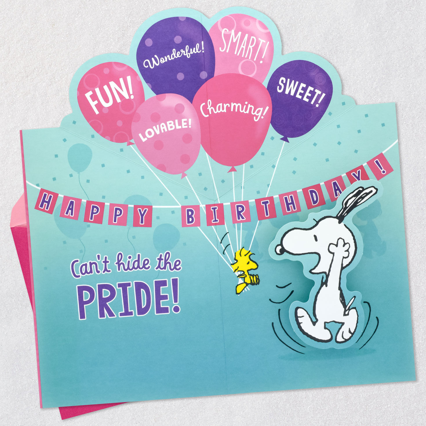 Peanuts Snoopy Pop-Up Birthday Card for Niece Open card with envelope image number 2