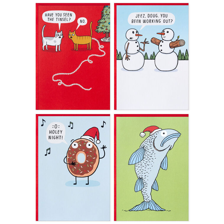 Humorous Holiday Characters Boxed Christmas Cards Assortment, Pack of 16
