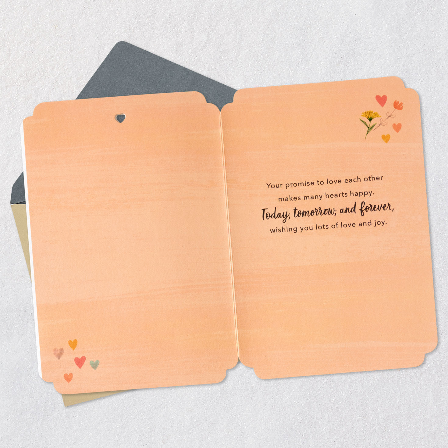 Orange Umbrella with Flowers Bridal Shower Card Open card with envelope image number 3