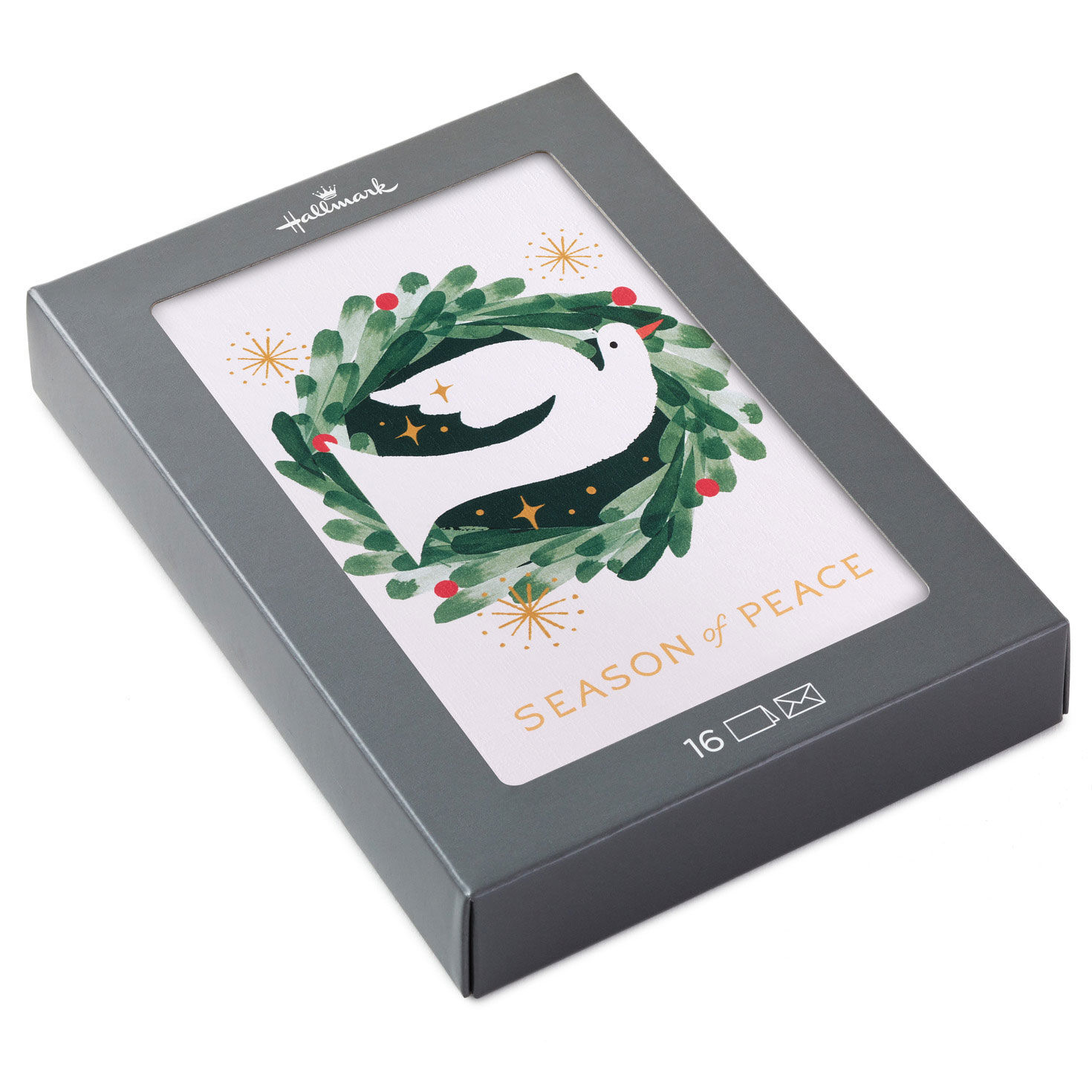 Dove on Watercolor Wreath Boxed Christmas Cards, Pack of 16 for only USD 15.49 | Hallmark
