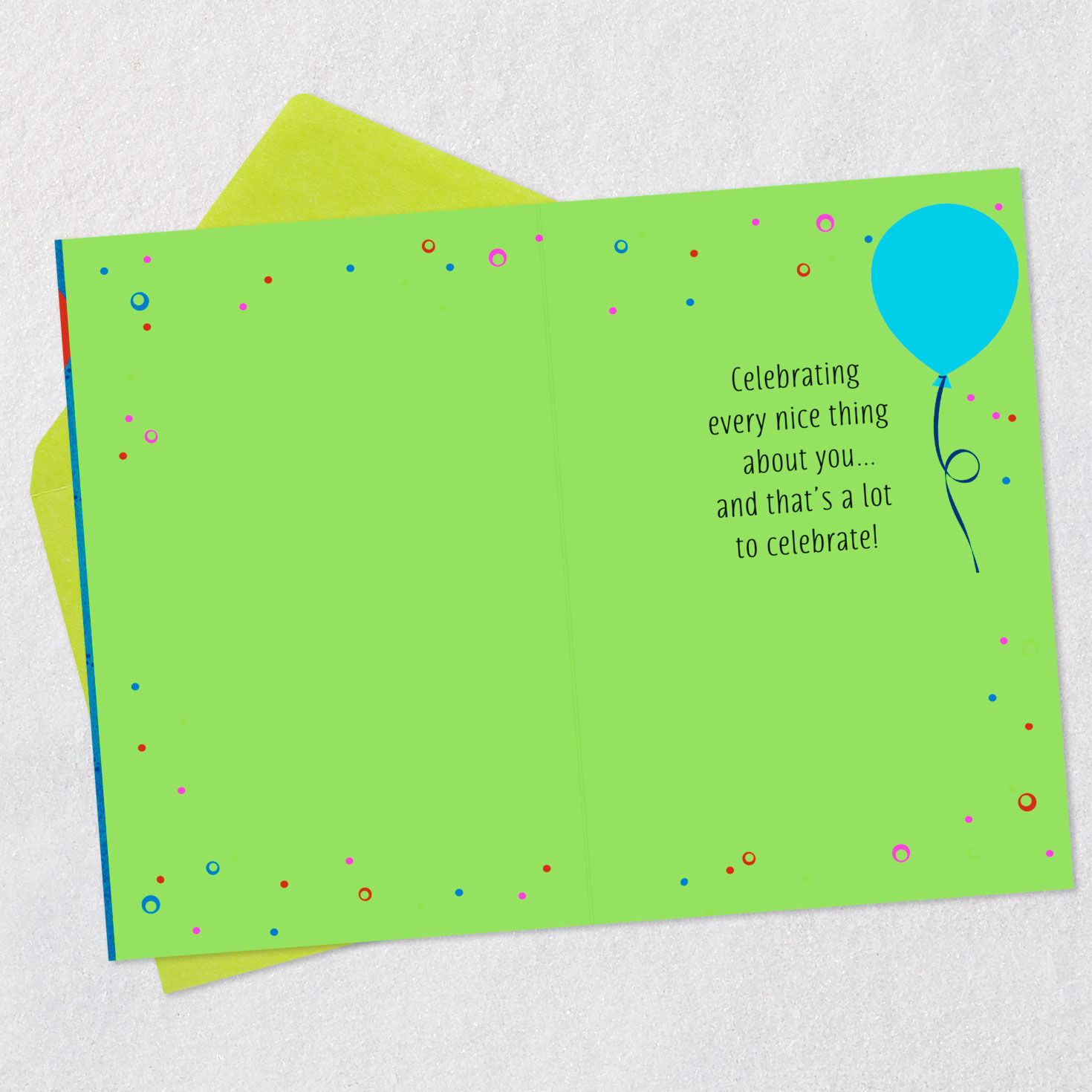 Balloons and Stars Happy Birthday Card Open card with envelope image number 3