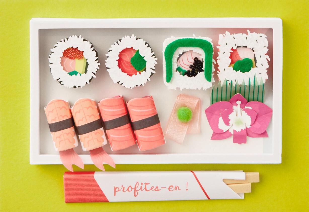 Sushi Bento Box French-Language Birthday Card