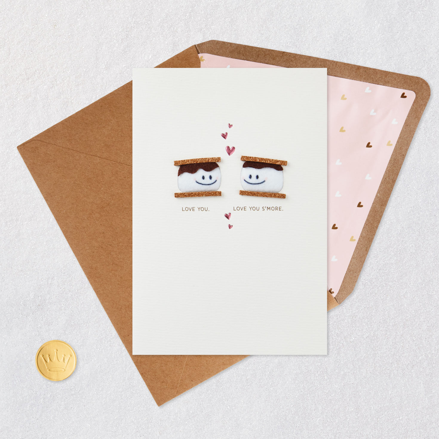 Smores Couple Love Card Valentine or Anniversary Card Front with Envelope and Gold Seal image number 5
