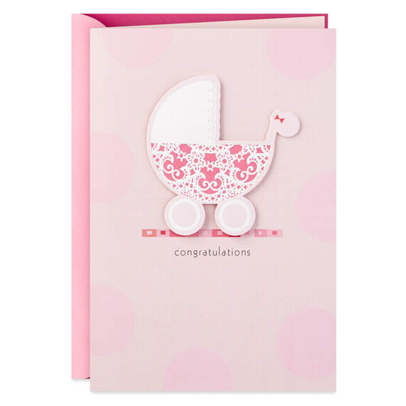 Wonderful World of Love New Baby Girl Card, , large image number 1