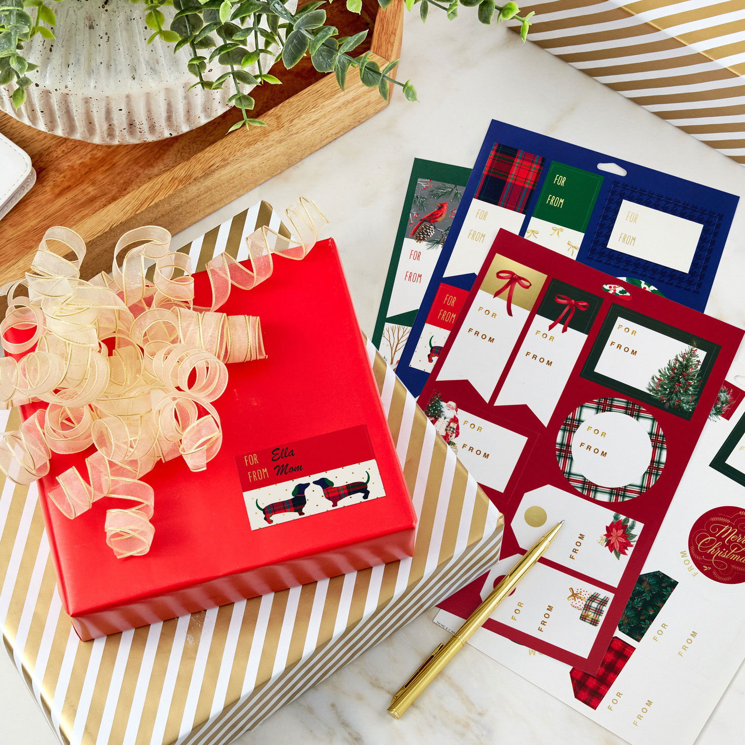 Plaid and Bows Holiday Gift Tag Sticker Seals in use image number 2