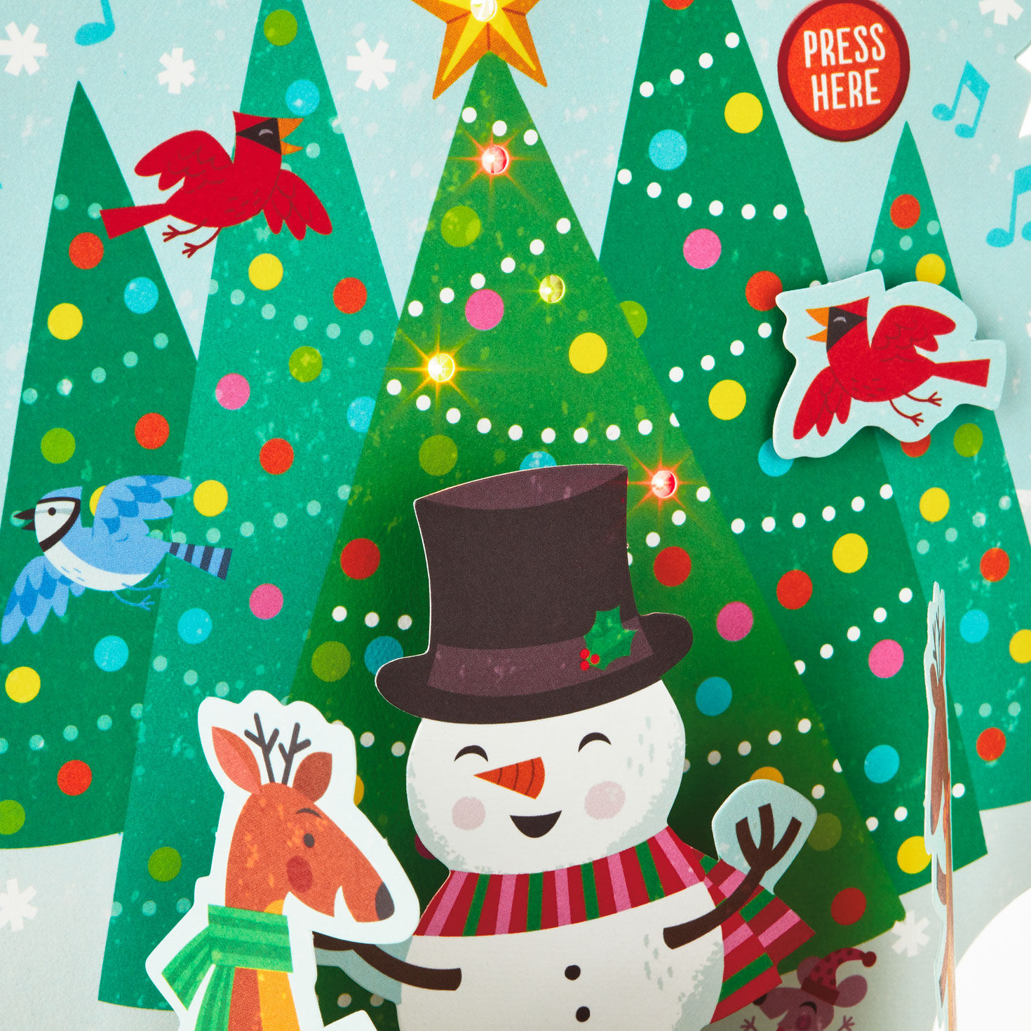 Snowman 3D Musical Christmas Card With Lights pop up detail image number 5