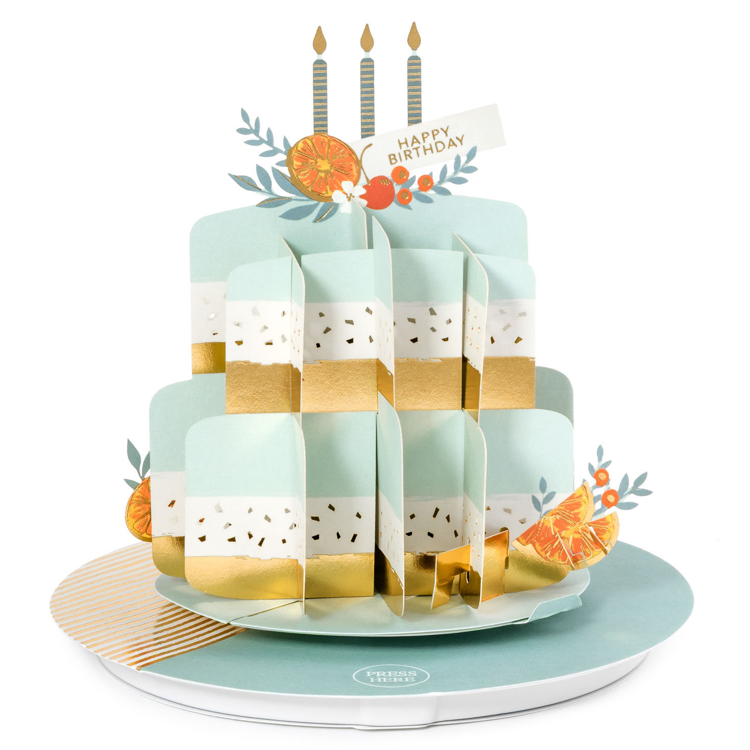 Citrus Cake Musical 3D Pop-Up Birthday Card With Motion