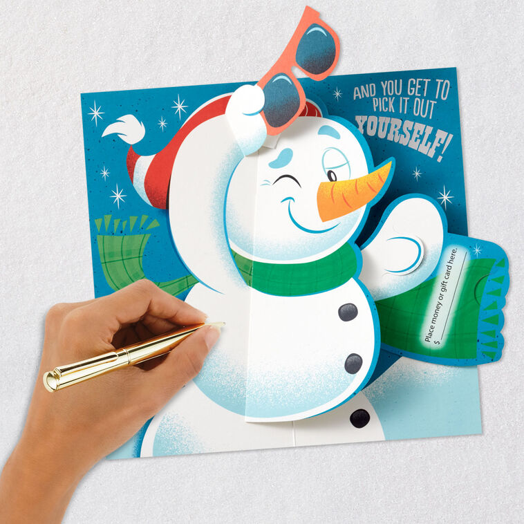 Snowman in Sunglasses Pop-Up Christmas Money Card Signing card image number 8