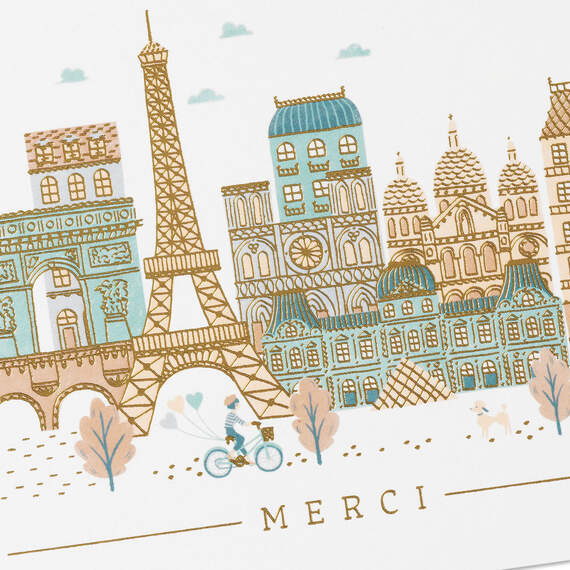 Paris Cityscape Bilingual Thank-You Card, , large image number 4