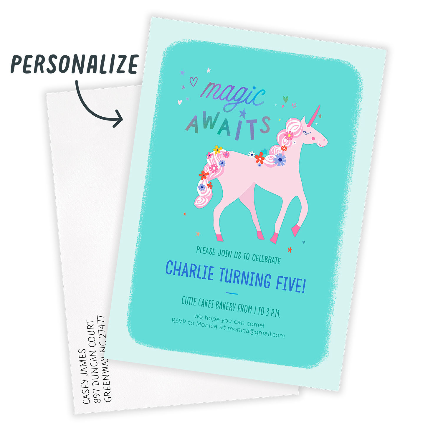 Magic Awaits Unicorn Birthday Invitation, , large image number 2