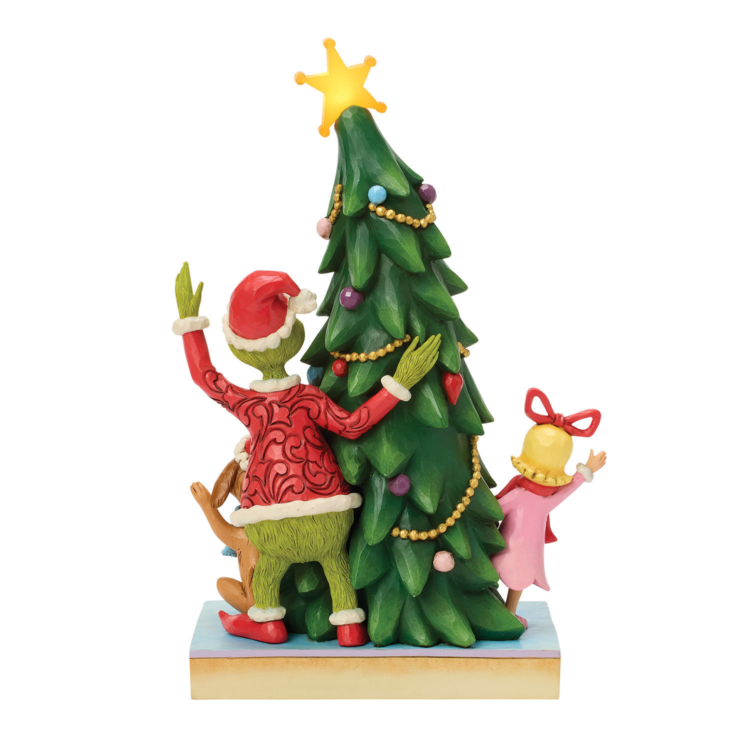 Jim Shore Grinch, Cindy-Lou and Max With Tree Statue back image number 3