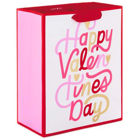 13" Happy Valentine's Day Script Gift Bag, , large