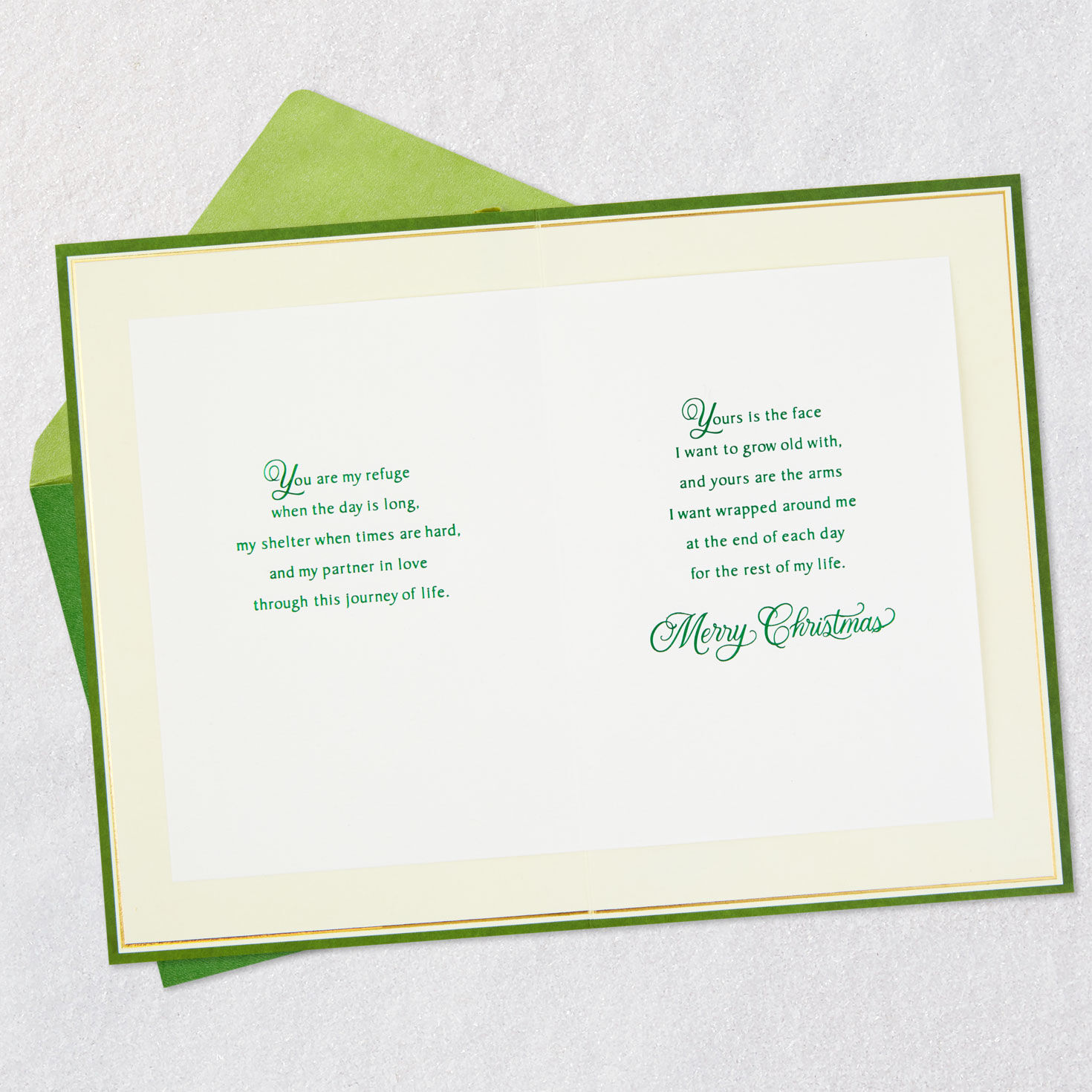 Gold Pine Cones Husband Christmas Card Open card with envelope image number 4