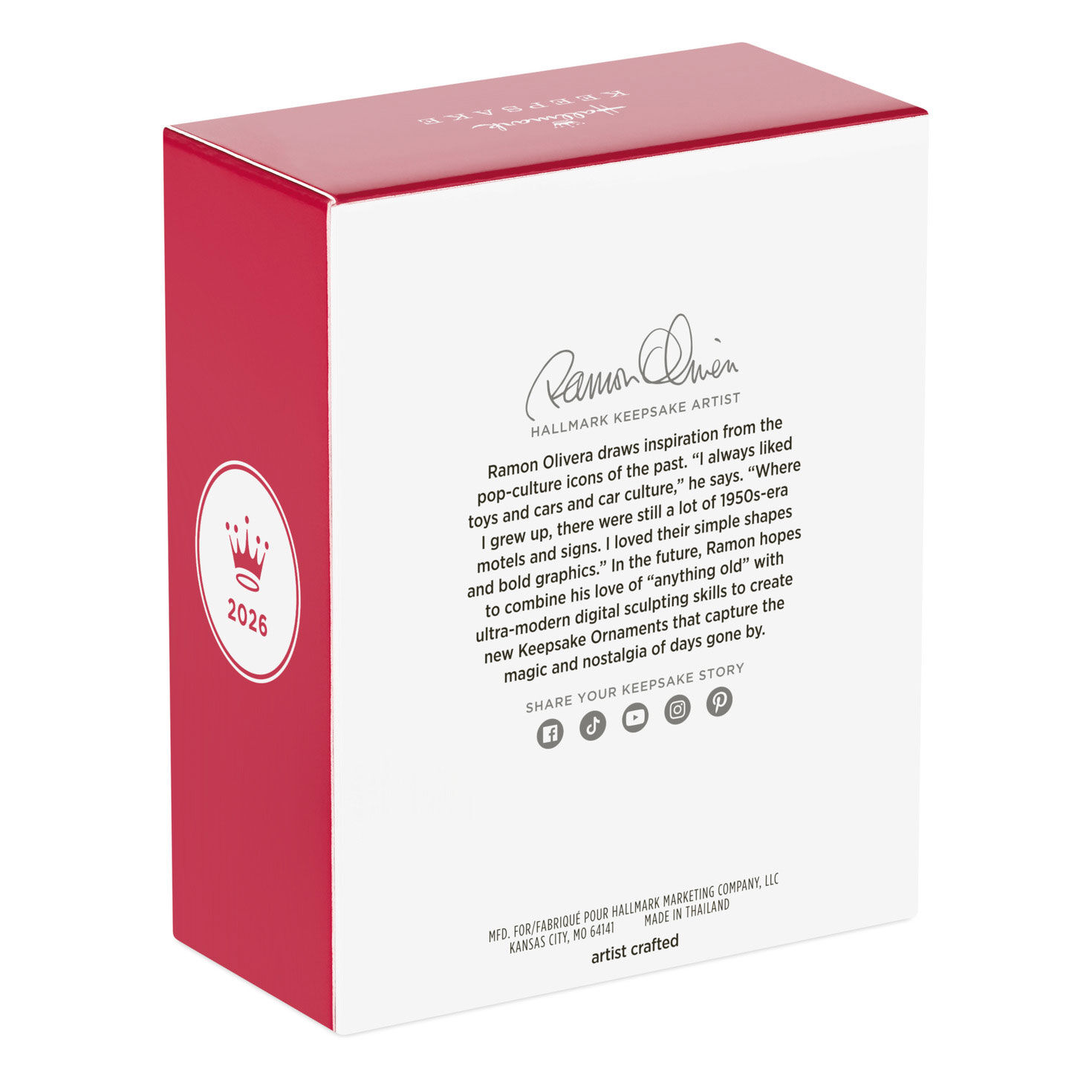 Reindeer Flying on Candy Cane Keepsake Ornament Package Back image number 8