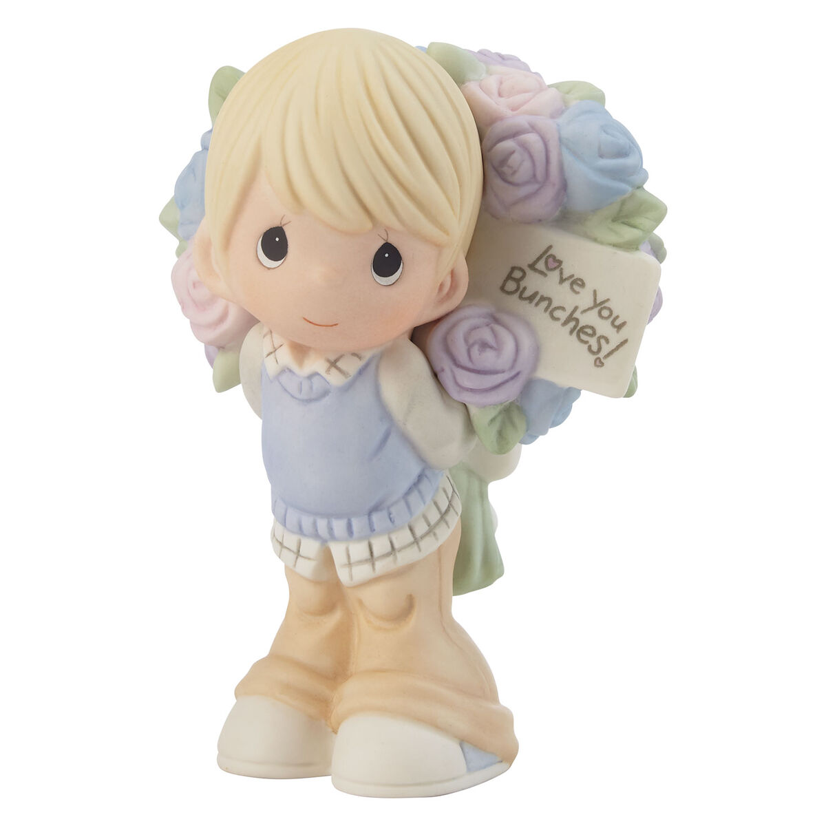 Precious Moments Love You Bunches Boy With Flowers Figurine, 4.84