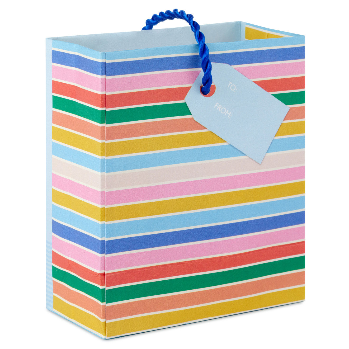 Rainbow Cake Slice on Blue Mini Bag for Gift Cards Back image number 6