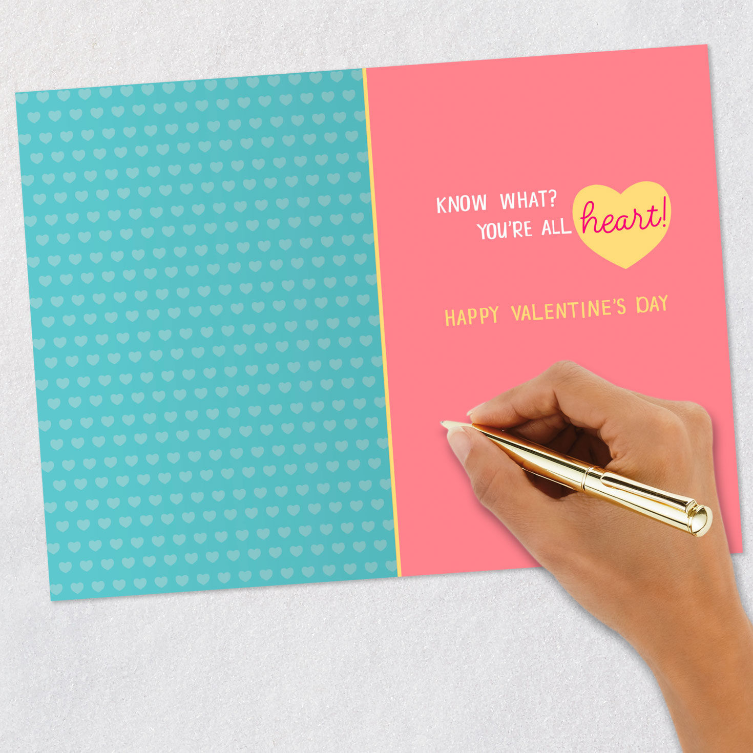 Colorful Stripes and Hearts Granddaughter Valentine's Card Signing card image number 7