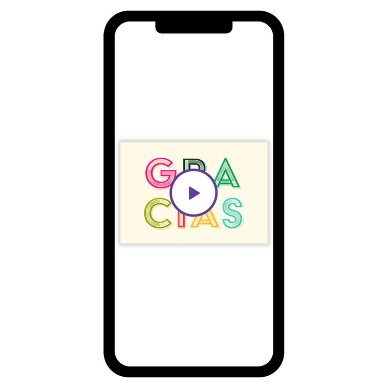 Gracias Colored Letters Thank You Card in Spanish phone with card front image number 1