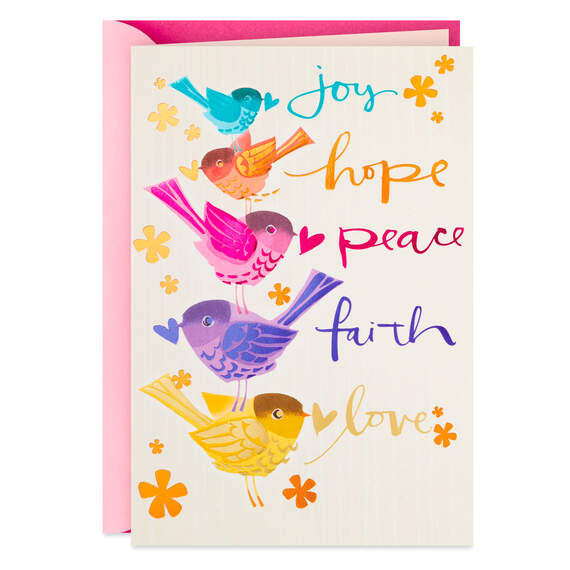 Joy, Hope, Peace Religious Birthday Card