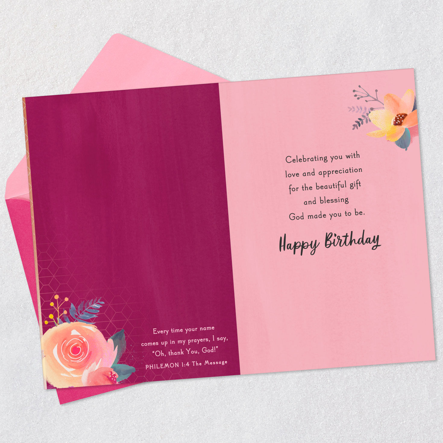 Woman in Floral Hat Birthday Card for Mom Open card with envelope image number 4
