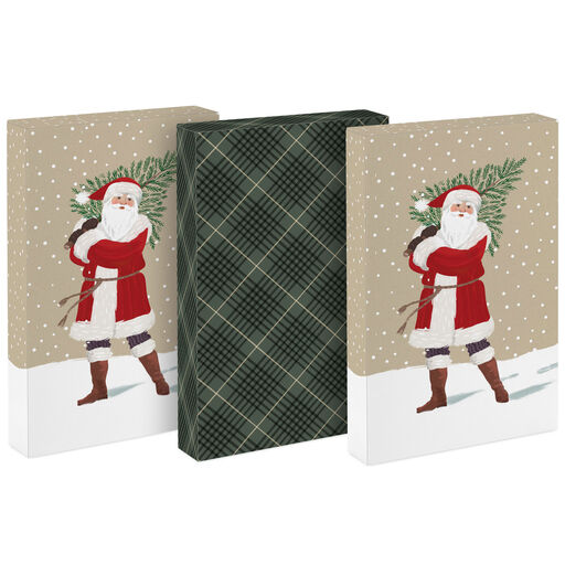 Santa and Plaid 3-Pack Large Christmas Gift Boxes, 
