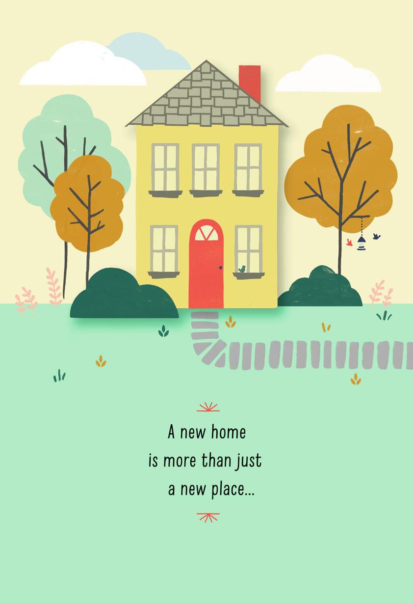 Yellow House New Home Congratulations Card