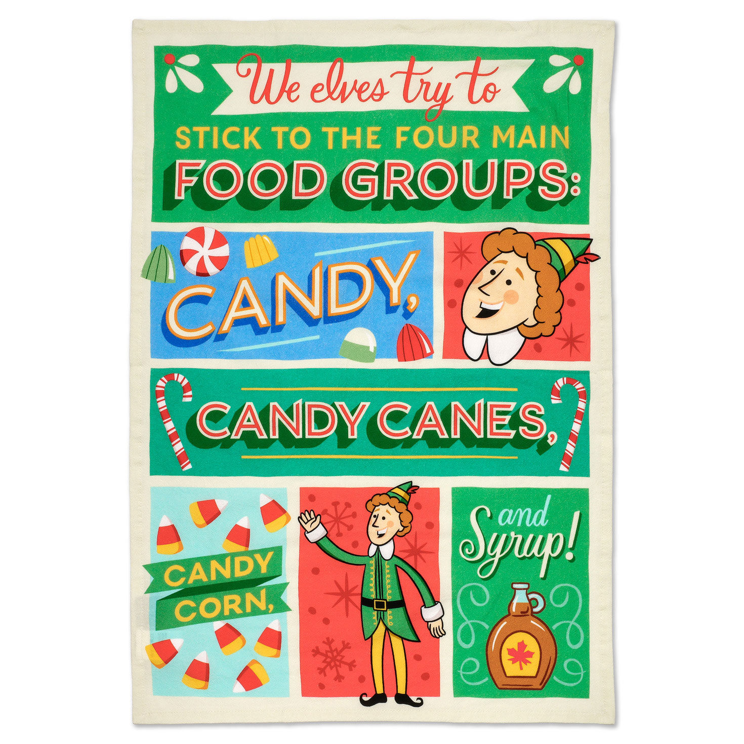 Buddy the Elf Four Food Groups Kitchen Towel front flat image number 2
