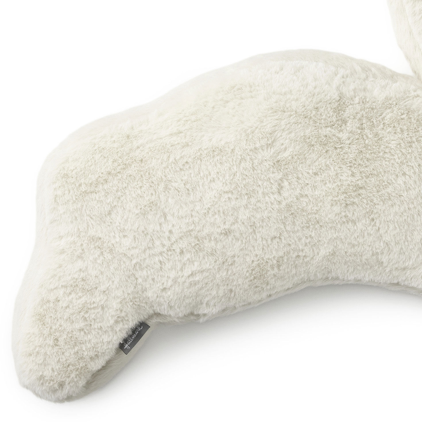 Bunny Shaped White Faux Fur Pillow Easter Decor upclose view image number 6