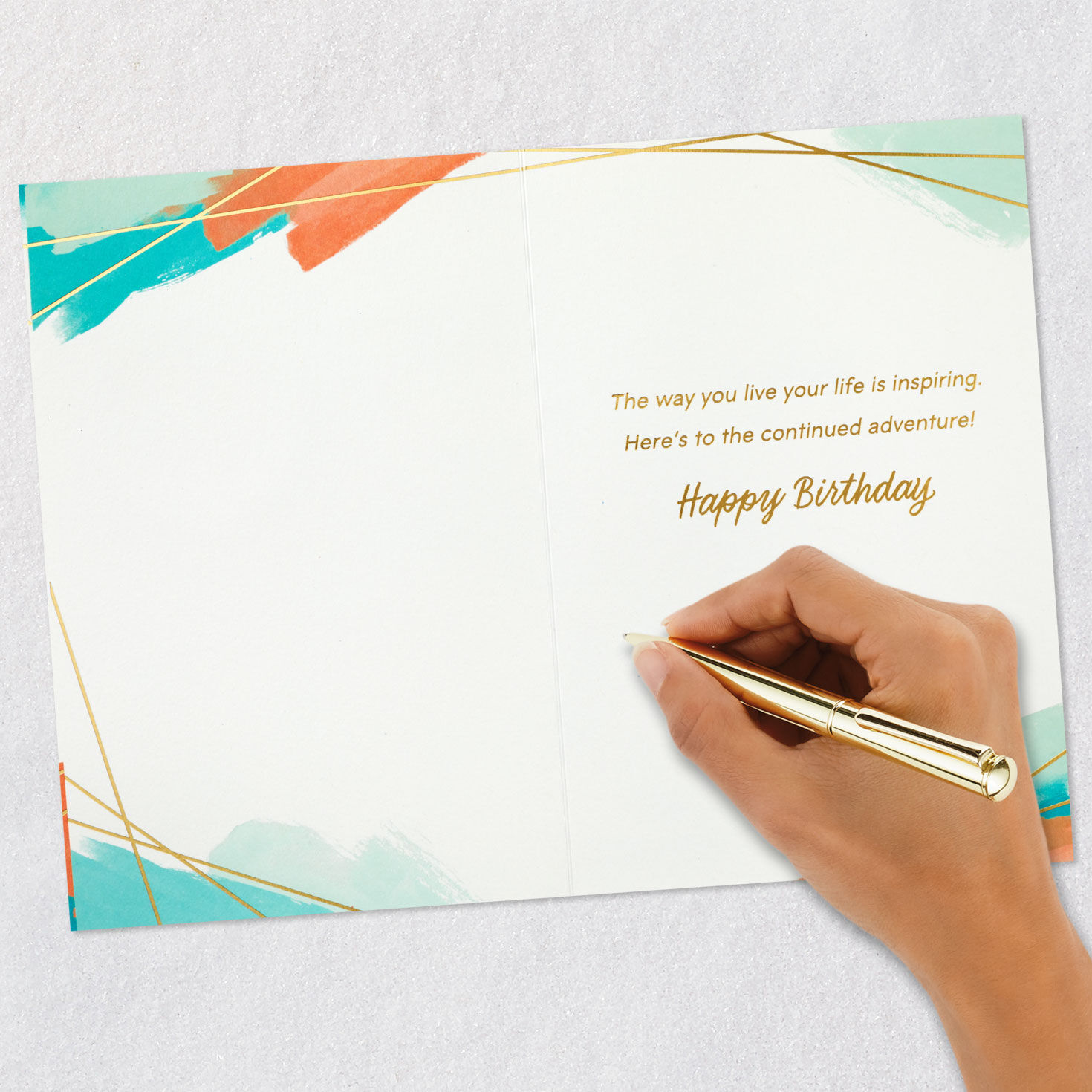 Coral and Blue 70th Birthday Card Signing card image number 6