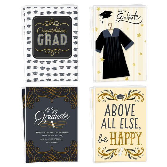 Wishes for Success Assorted Graduation Cards, Pack of 8, , large image number 1