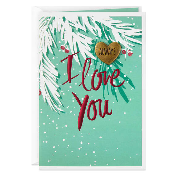 Love You Always Romantic Christmas Card With Heart Token, , large image number 1