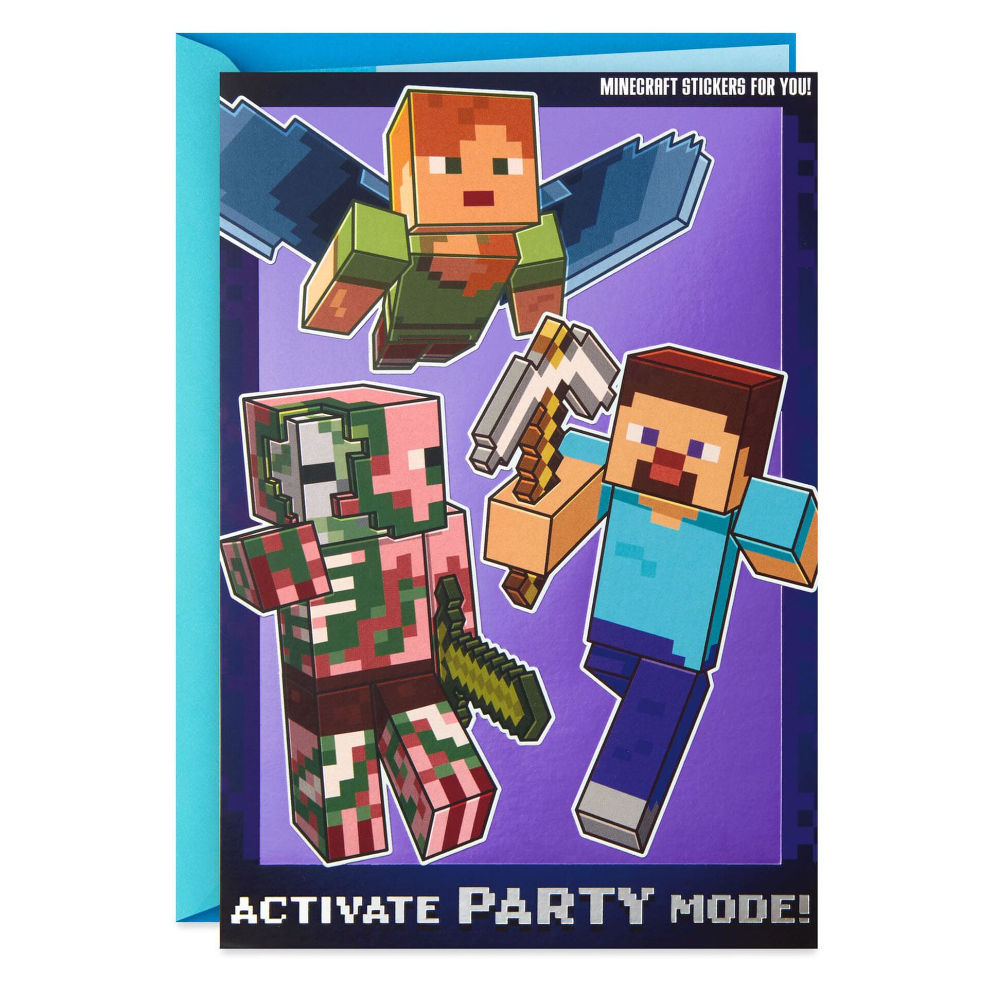Minecraft Party Mode Birthday Card With Stickers - Greeting Cards - Hallmark