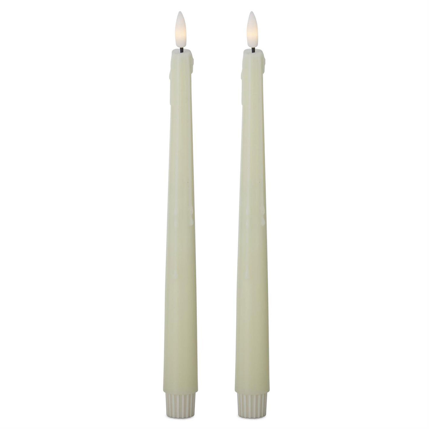 K&K Interiors 11.5-inch Cream Drip LED Taper Candles, Set of 2