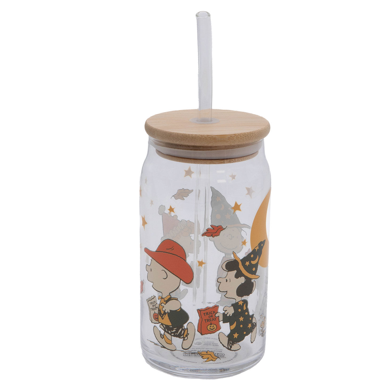 Peanuts Gang Trick-or-Treating Glass Cup With Straw back
 image number 2